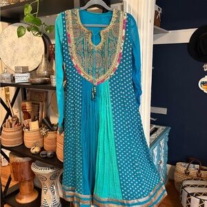 Indian Blue and Teal Embroidered Dress